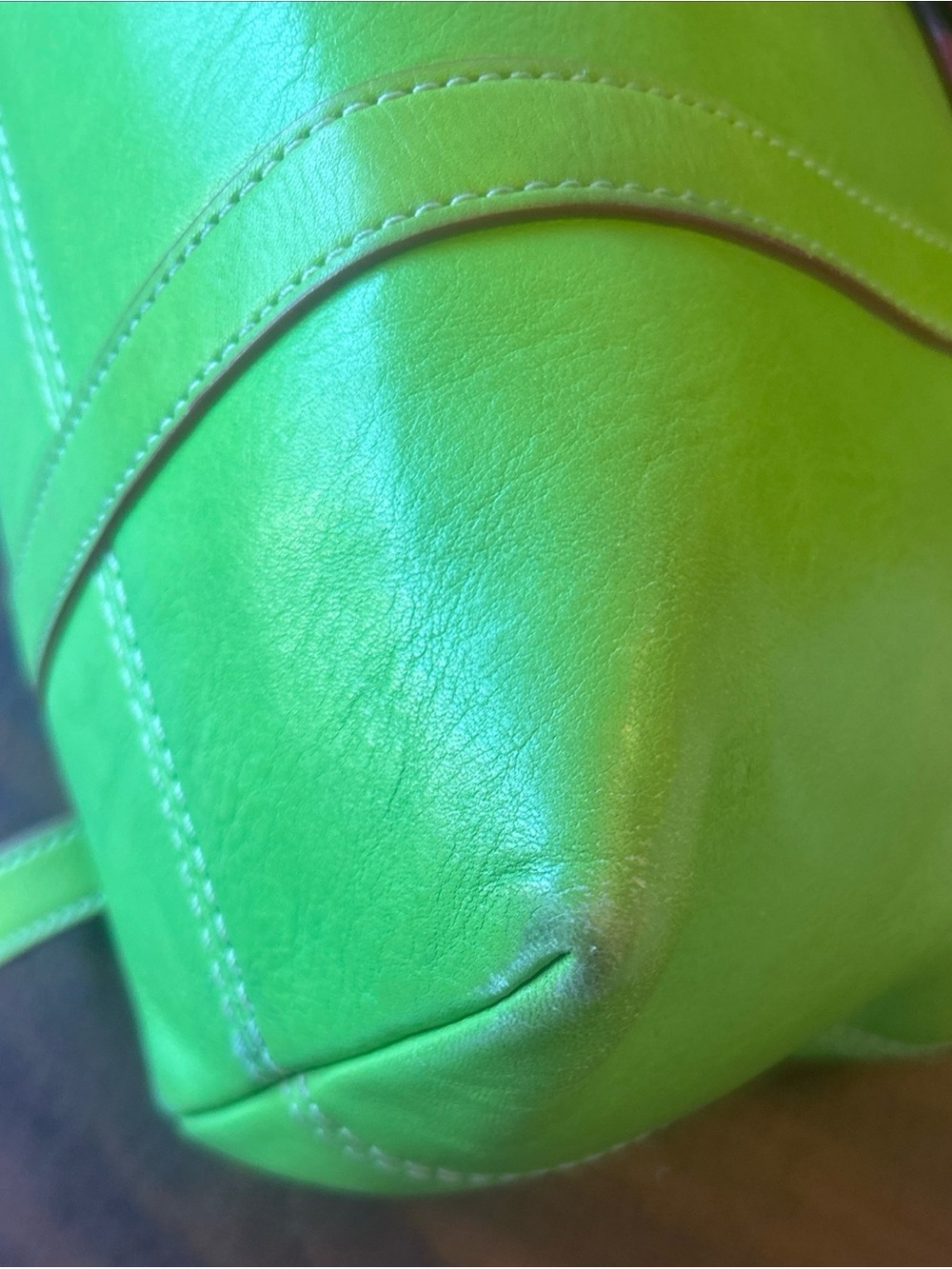 Dooney & Bourke Lime Heart Buckle Green & Pink Trim Shoulder Bag VTG - Picture 15 of 16